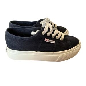 Superga Dark Navy Blue Platform Sneakers-Size 6